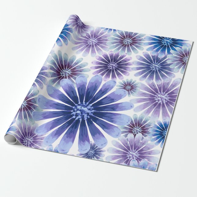 Lavender Floral Wrapping Paper (Unrolled)