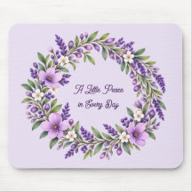 Lavender Floral Wreath Mouse Pad