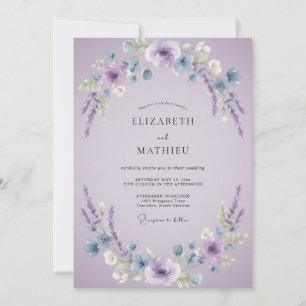 Lavender Floral Wreath Wedding Invitation
