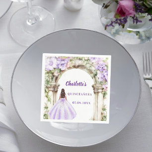 Lavender florals arch dress Quinceanera Napkin
