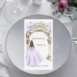 Lavender florals arch dress Sweet 16 Napkin