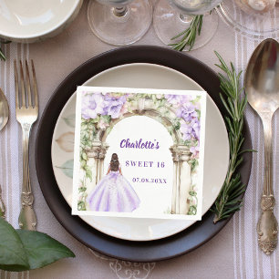 Lavender florals arch dress Sweet 16 Napkin