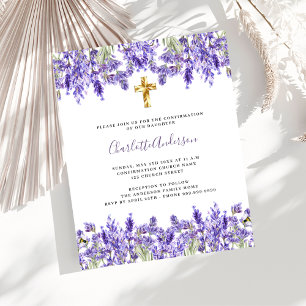 Lavender florals Confirmation invitation