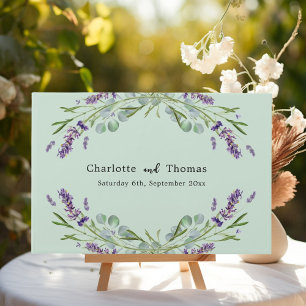 Lavender florals eucalyptus sage green wedding guest book