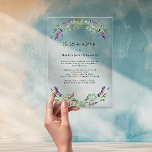 Lavender Florals Invitación Bodas de Plata Acrylic Invitations
