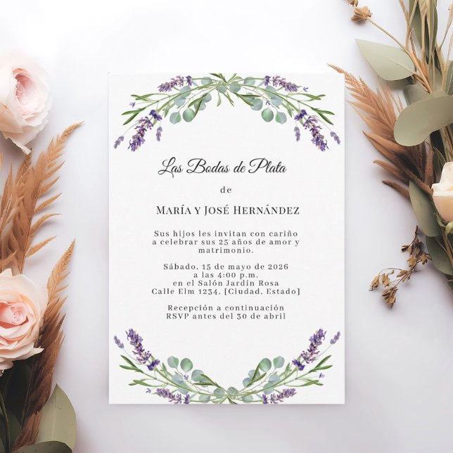 Lavender Florals Invitación Bodas de Plata Invitation (Creator Uploaded)