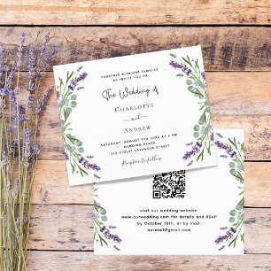 Lavender florals QR RSVP budget wedding invitation
