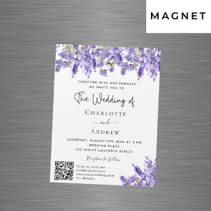Lavender florals QR RSVP details luxury wedding Magnetic Invitation