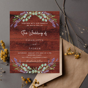 Lavender florals rustic brown wood budget wedding