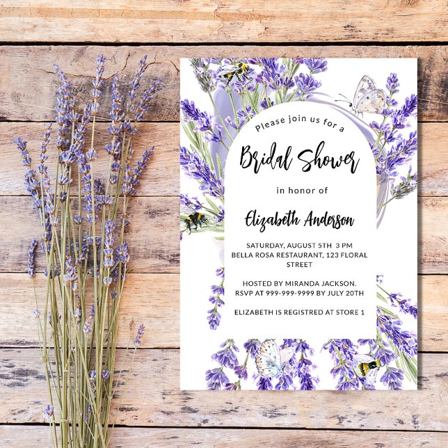 Lavender florals violet luxury bridal shower invitation (Creator Uploaded)