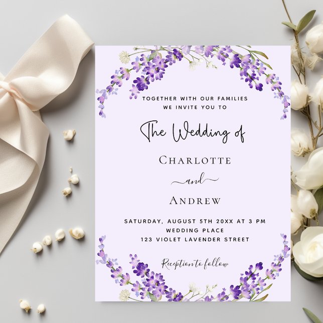 Lavender florals violet wedding invitation (Creator Uploaded)