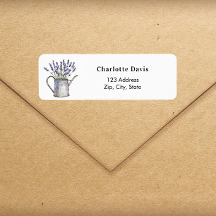 Lavender florals watering can return address return address label