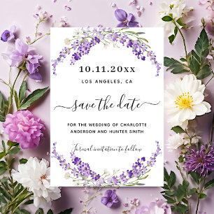 Lavender florals wedding save the date