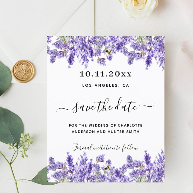 Lavender florals wedding save the date card (Creator Uploaded)