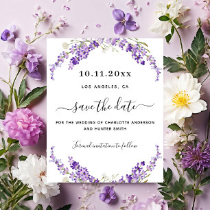 Lavender florals wedding save the date card