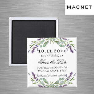 Lavender florals wedding Save the Date magnet