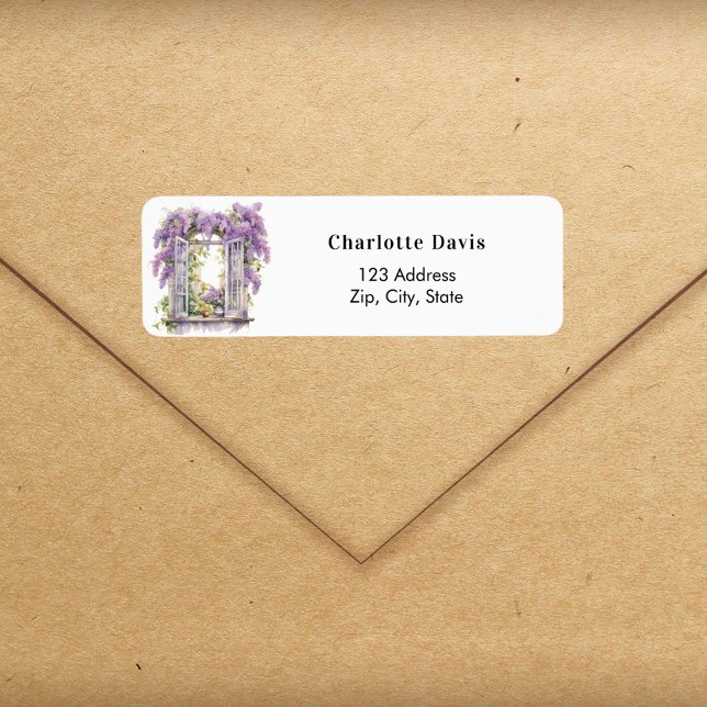 Lavender florals window return address  label (Creator Uploaded)