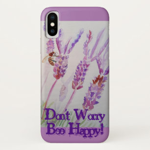 Lavender Flower and Bee Watercolor Be Happy iPhone X Case