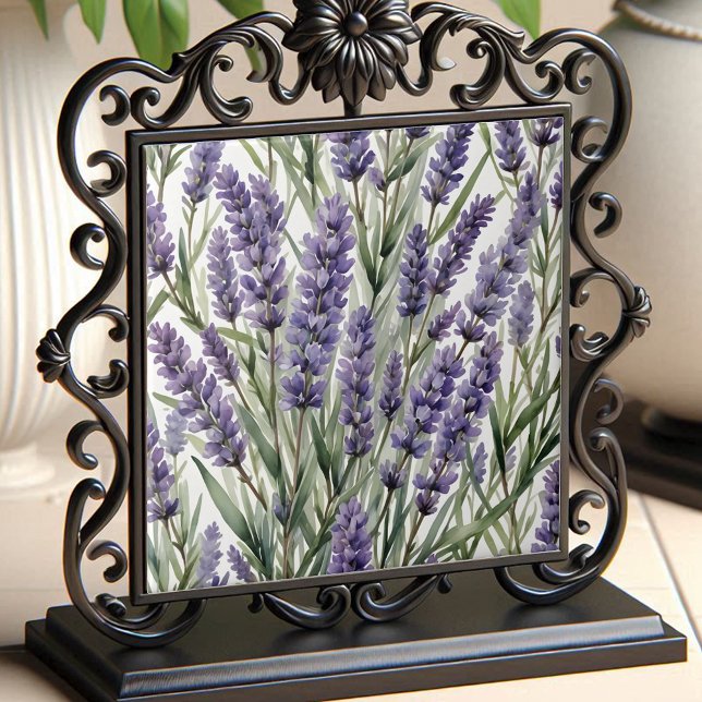 Lavender Flower Botanical Watercolor Art Ceramic Tile (Creator Uploaded)