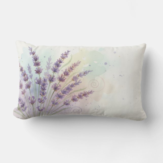 Lavender Flower Bouquet Lumbar Cushion (Front)