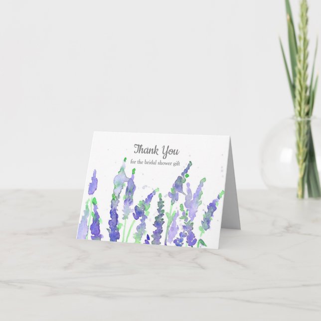 Lavender Flower Bridal Shower Gift Thank You Card (Front)