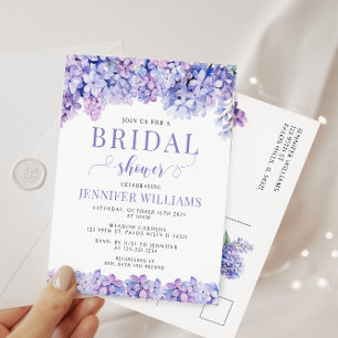 Lavender flower bridal shower postcard invitation