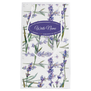 Lavender Flower Customise Text - Plant Watercolor Small Gift Bag