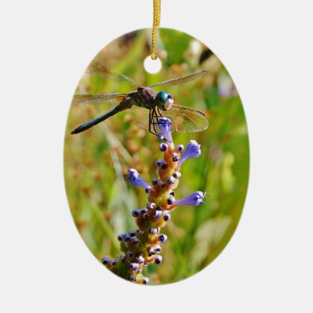 Lavender flower dragonfly ceramic ornament (Front)