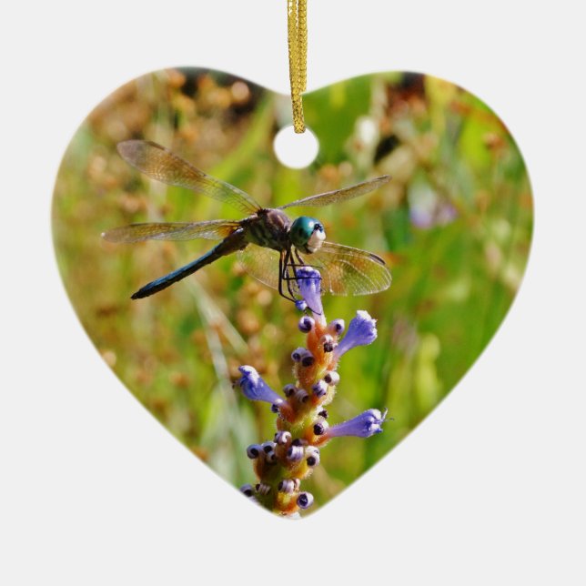 Lavender flower dragonfly ceramic ornament (Front)