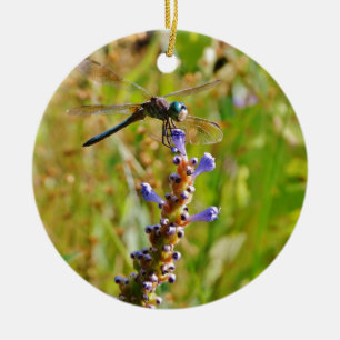 Lavender flower dragonfly ceramic tree decoration