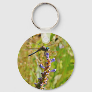 Lavender flower dragonfly key ring