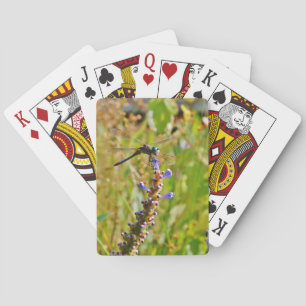 Lavender flower dragonfly playing cards