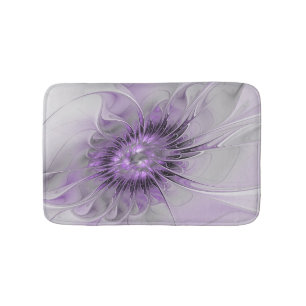Lavender Flower Dream Modern Abstract Fractal Art Bath Mat
