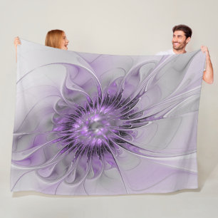 Lavender Flower Dream Modern Abstract Fractal Art Fleece Blanket