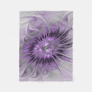 Lavender Flower Dream Modern Abstract Fractal Art Fleece Blanket