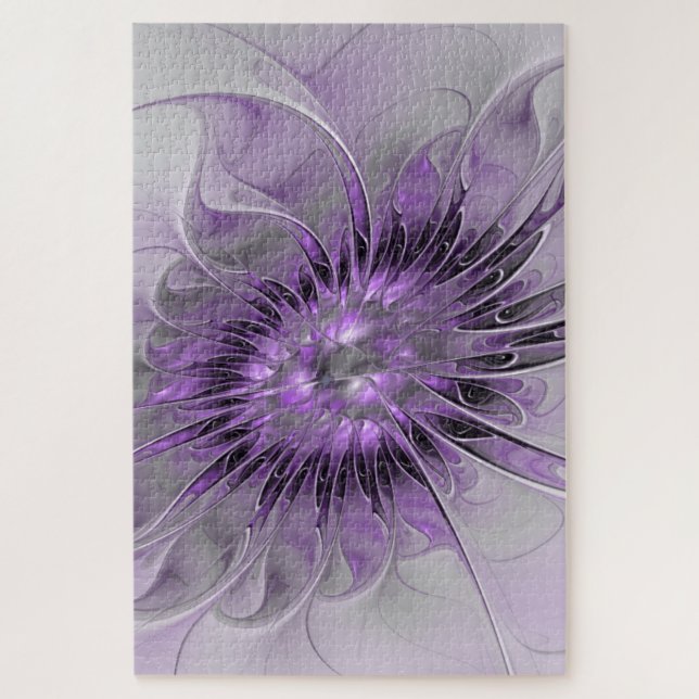 Lavender Flower Dream Modern Abstract Fractal Art Jigsaw Puzzle (Vertical)