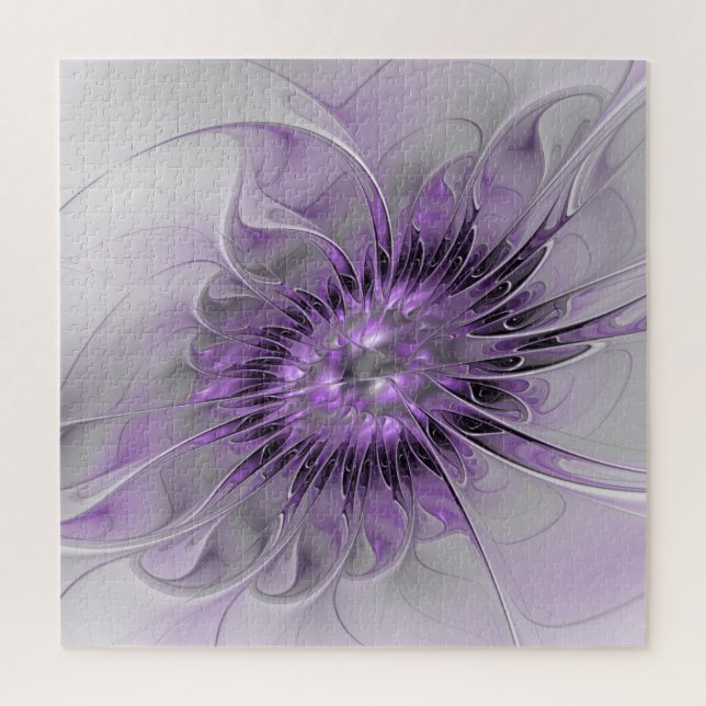 Lavender Flower Dream Modern Abstract Fractal Art Jigsaw Puzzle (Vertical)