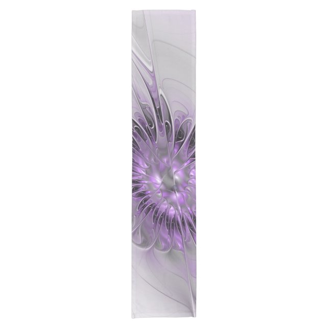 Lavender Flower Dream Modern Abstract Fractal Art Short Table Runner (Front)