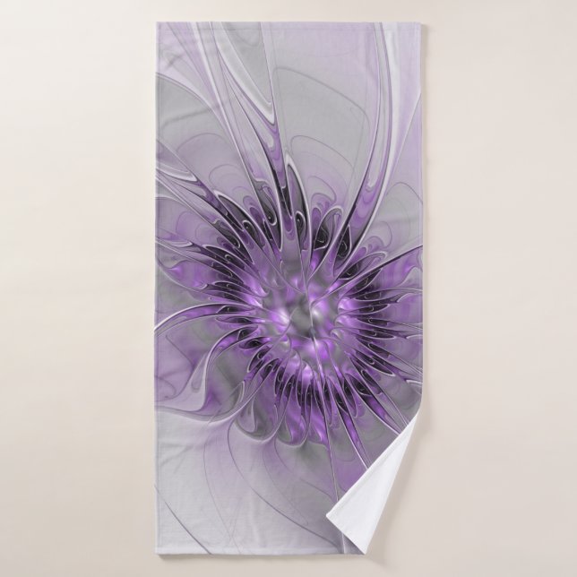 Lavender Flower Dream Modern Abstract Fractal Bath Towel (Bath Towel)