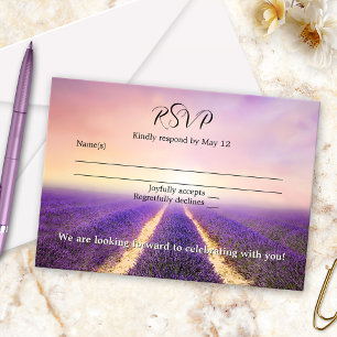Lavender Flower Field Country Wedding RSVP Card