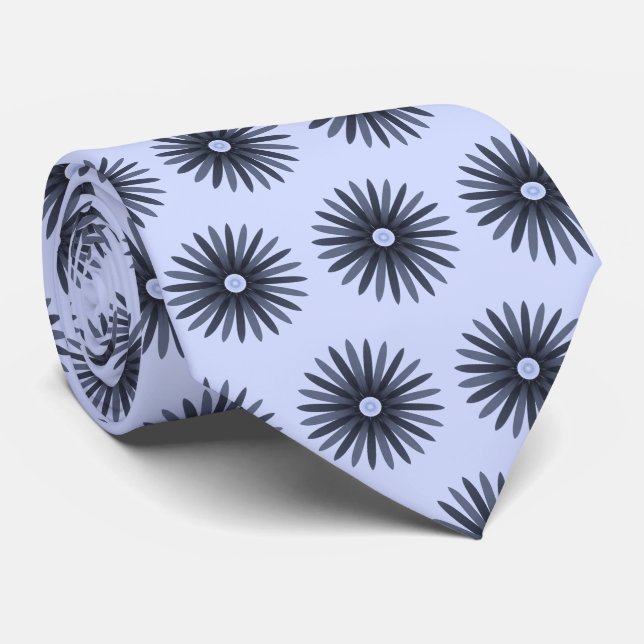 Lavender Flower Graphic Pattern Tie (Rolled)