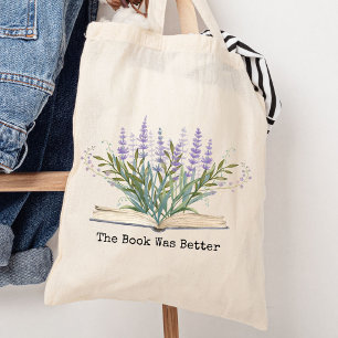 Lavender Flower Grow From Book Reading Quote Tote Bag