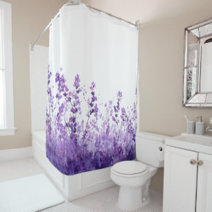 Lavender Flower Pastel Floral Whimsical Watercolor Shower Curtain