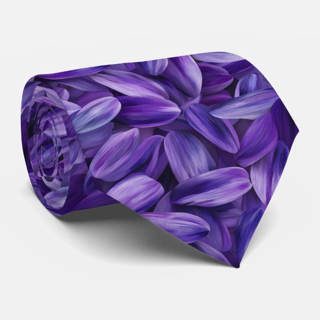 Lavender Flower Petals Pattern Tie (Rolled)