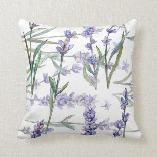 Lavender Flower Plant Watercolor Art Blue Lilac Cushion