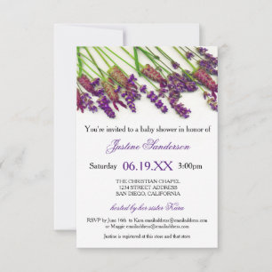 Lavender Flowers - 3x5 Baby Shower Invitation