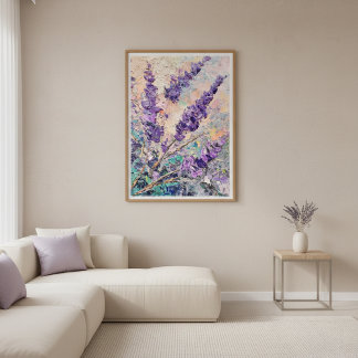Lavender Flowers Abstract Oil Painting Wall Art