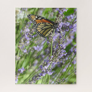 Lavender Flowers and Monarch Butterfly Photography Jigsaw Puzzle