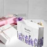 Lavender flowers bees bridesmaid large gift bag<br><div class="desc">White background. Decorated with lavender flowers and bees
Personalise and add your bridesmade's name.</div>