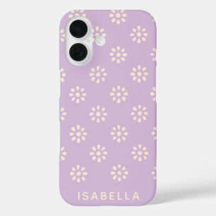 Lavender Flowers Boho Pattern Personalised iPhone 16 Case